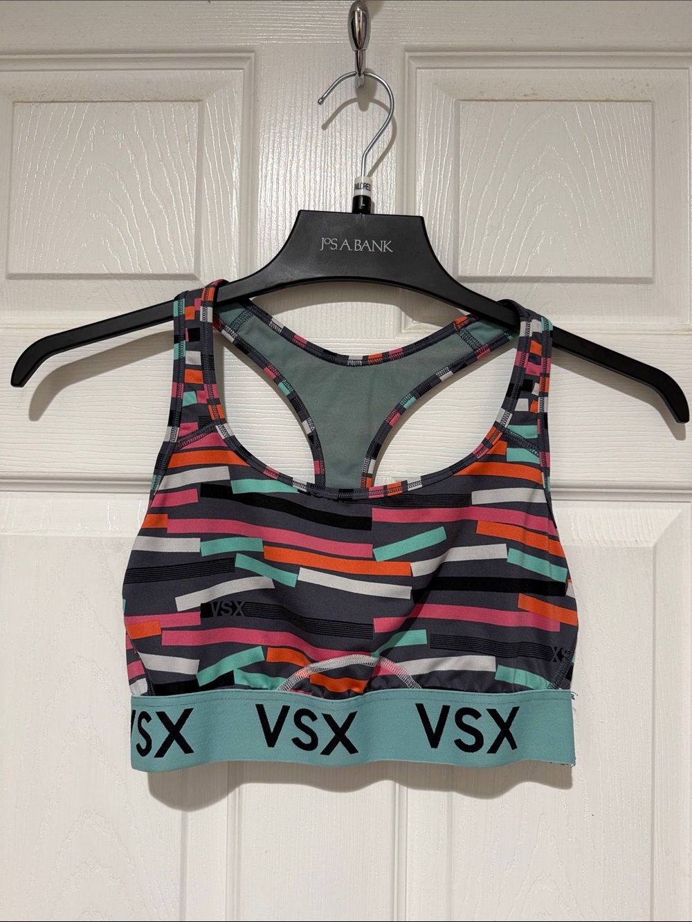 VSX Multicolor Striped Racerback Sports Bra with Mint Band